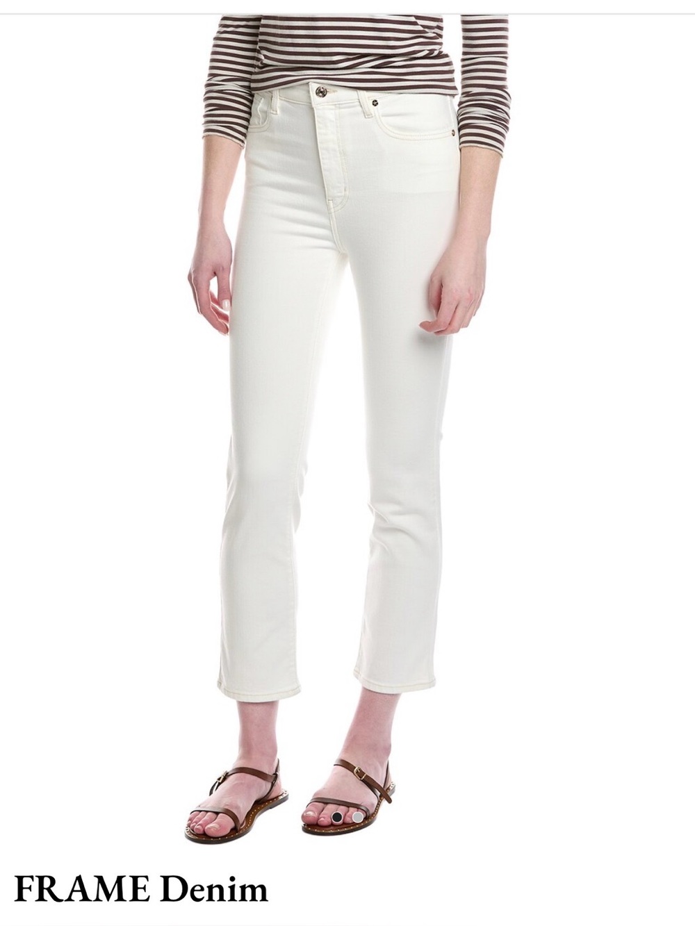 NWT FRAME Denim Women's White Cropped Slim Jeans. Size 26 (US Small).